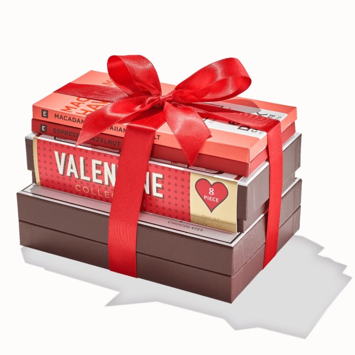 Sweet Heart Valentine's Gift Tower tied with red ribbon