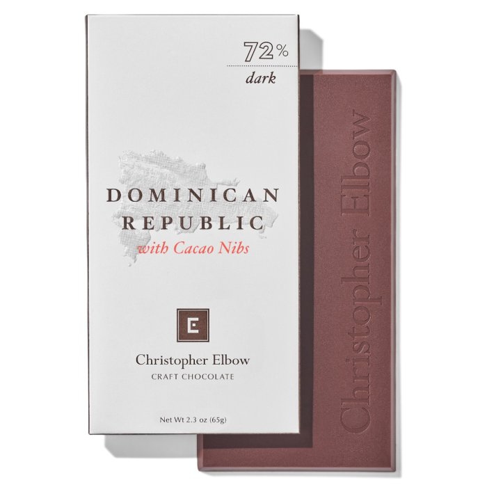72% Dark Chocolate Dominican Republic Bar with Cacao Nibs 72% Dark Chocolate Dominican Republic Bar with Cacao Nibs
