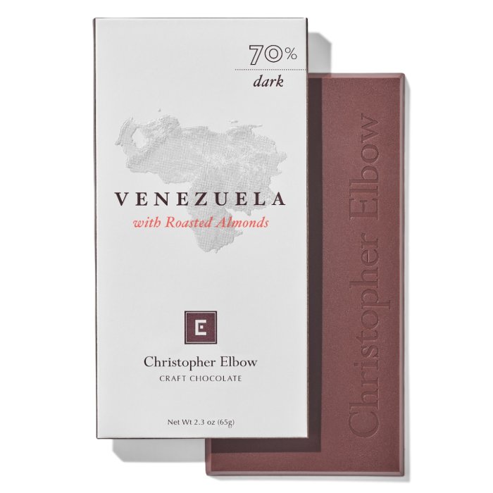 Venezuela 70% Dark Chocolate Bar with Roasted Almonds Venezuela 70% Dark Chocolate Bar with Roasted Almonds