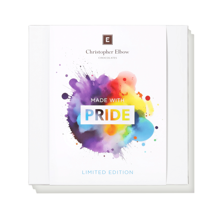 Pride Month Collection sleeve with rainbow splatter inkblot and text reading Made With Pride