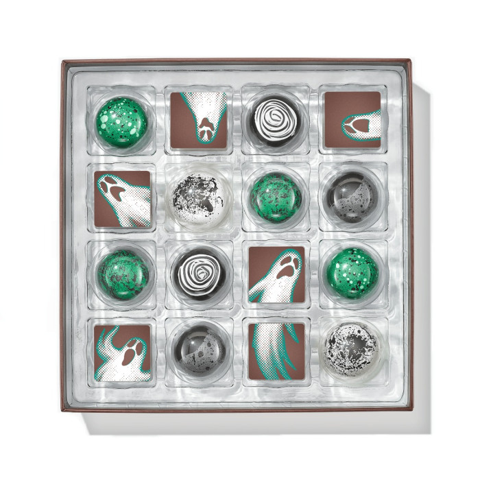 16-Piece Halloween Assortment of Chocolates with a ghost theme